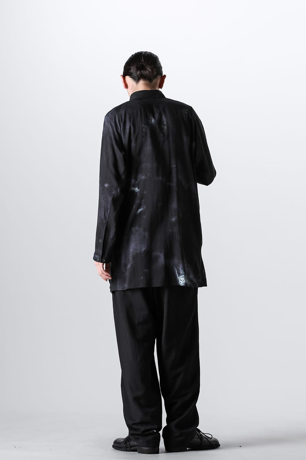 Print Side Gusset Blouse Black