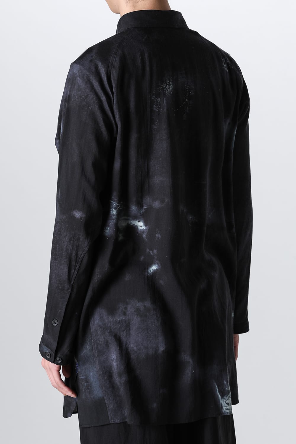 Print Side Gusset Blouse Black