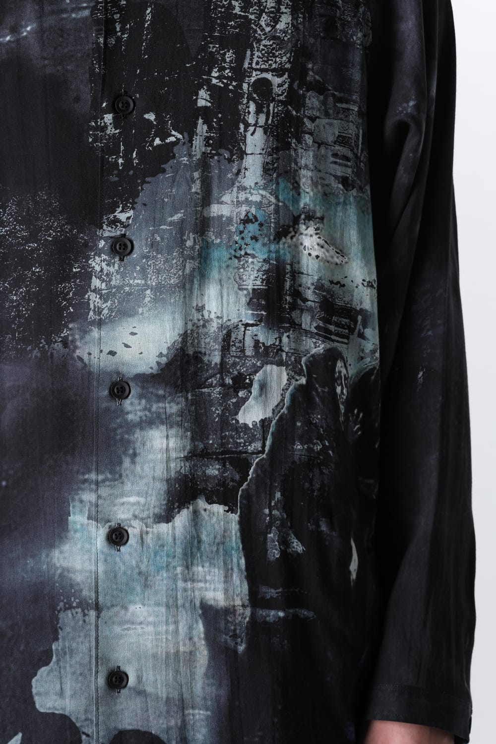 Print Side Gusset Blouse Black