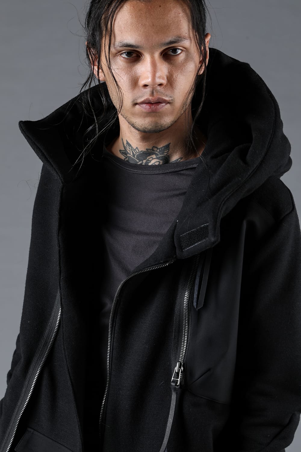 Wool Untwisted Yarn Backed Double-breasted Hooded Jacket