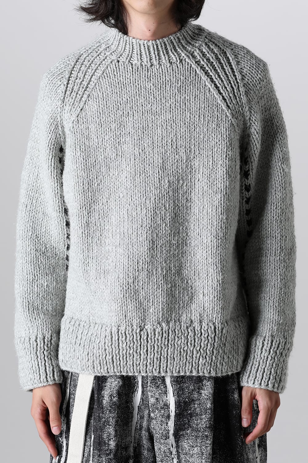 Hand Knit Sweater L.Mint Gray