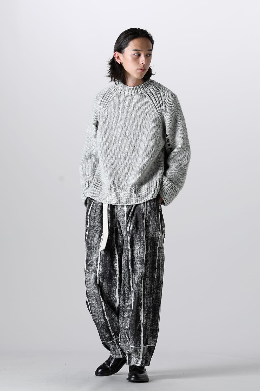 Hand Knit Sweater L.Mint Gray