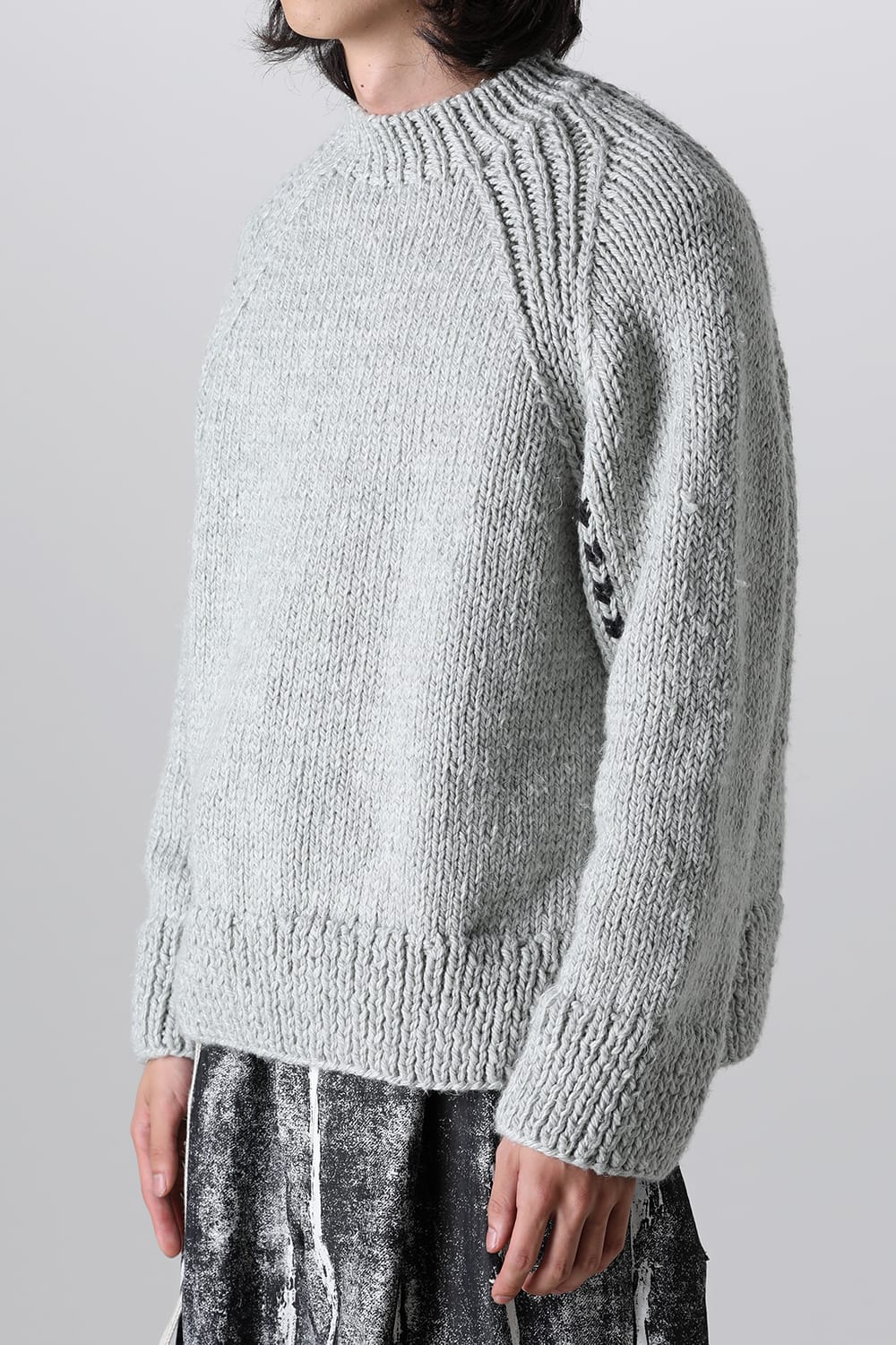 Hand Knit Sweater L.Mint Gray