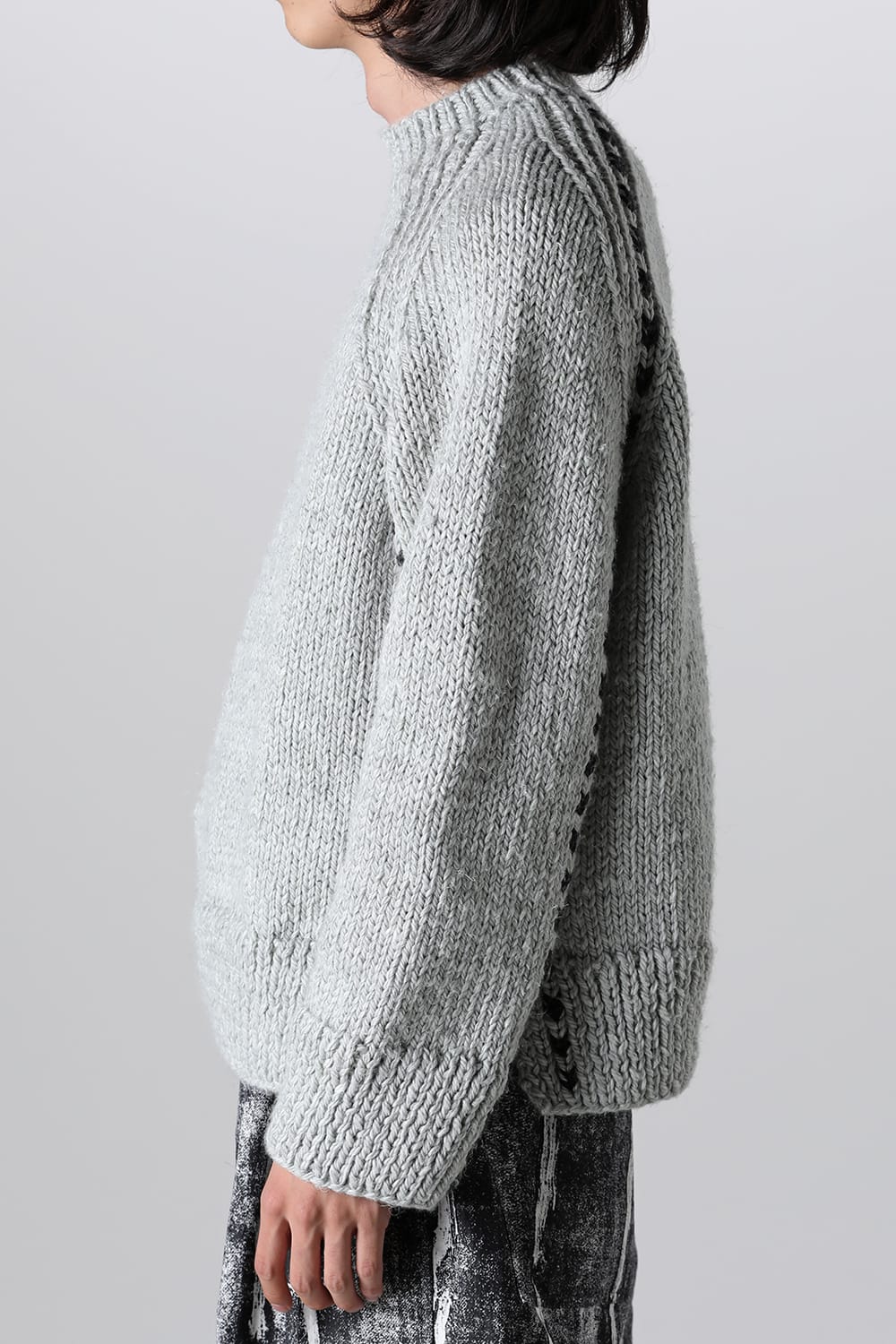 Hand Knit Sweater L.Mint Gray