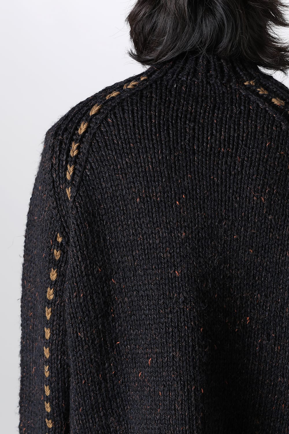 Hand Knit Sweater Orange Navy