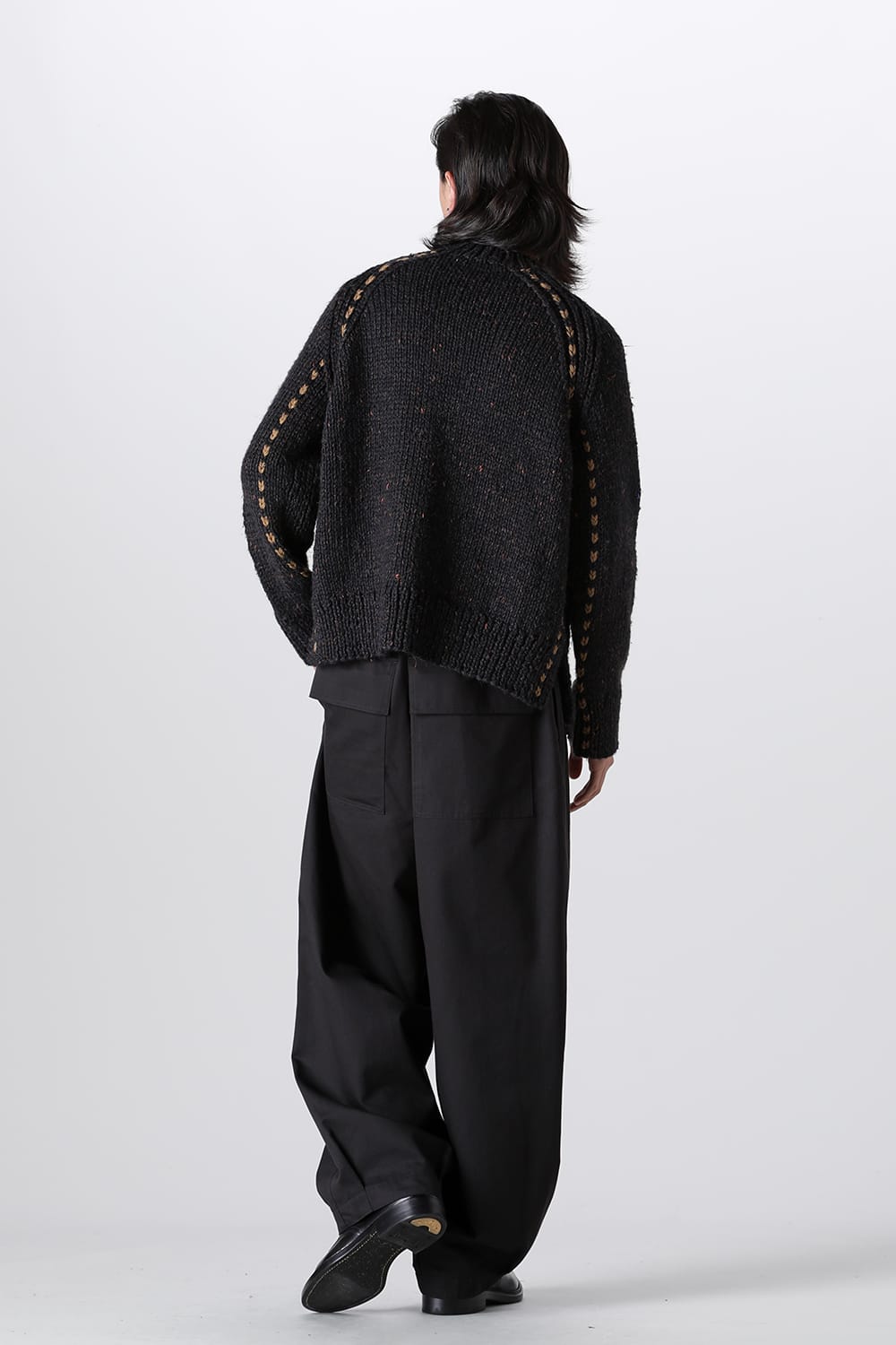 Hand Knit Sweater Orange Navy