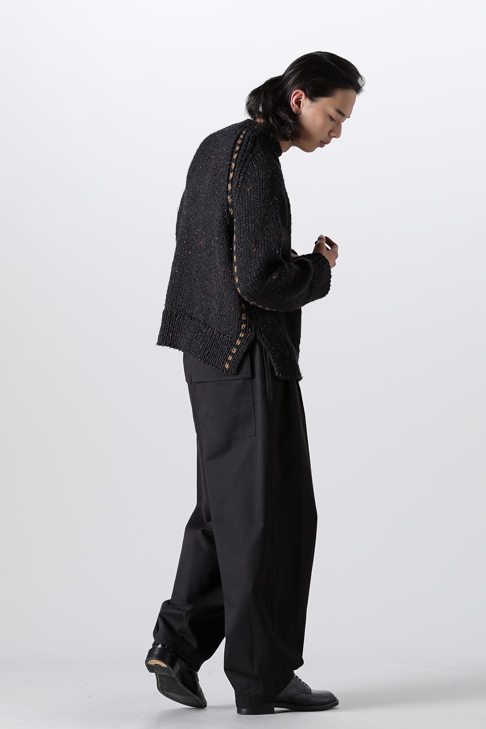 Hand Knit Sweater Orange Navy