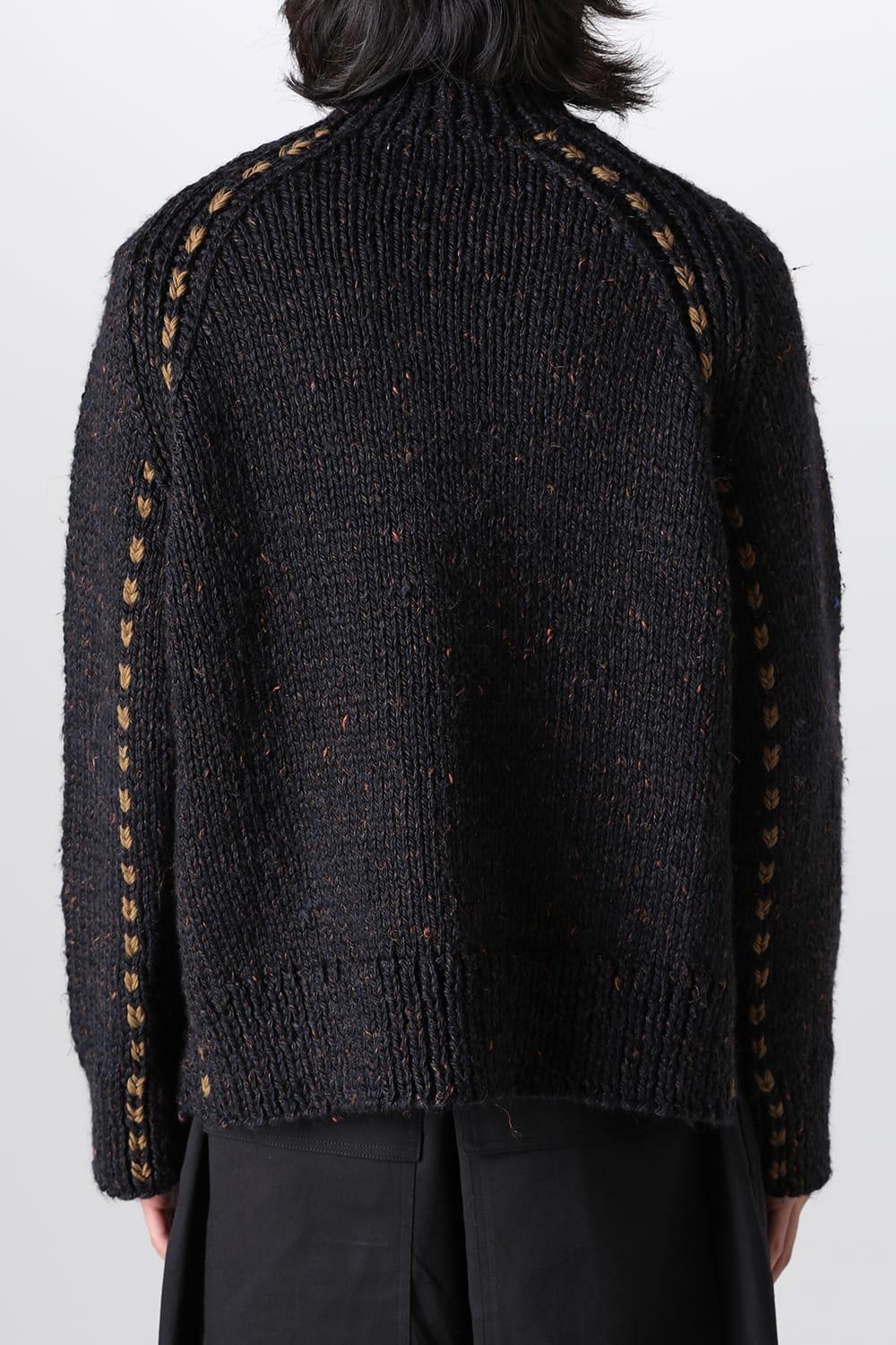 Hand Knit Sweater Orange Navy