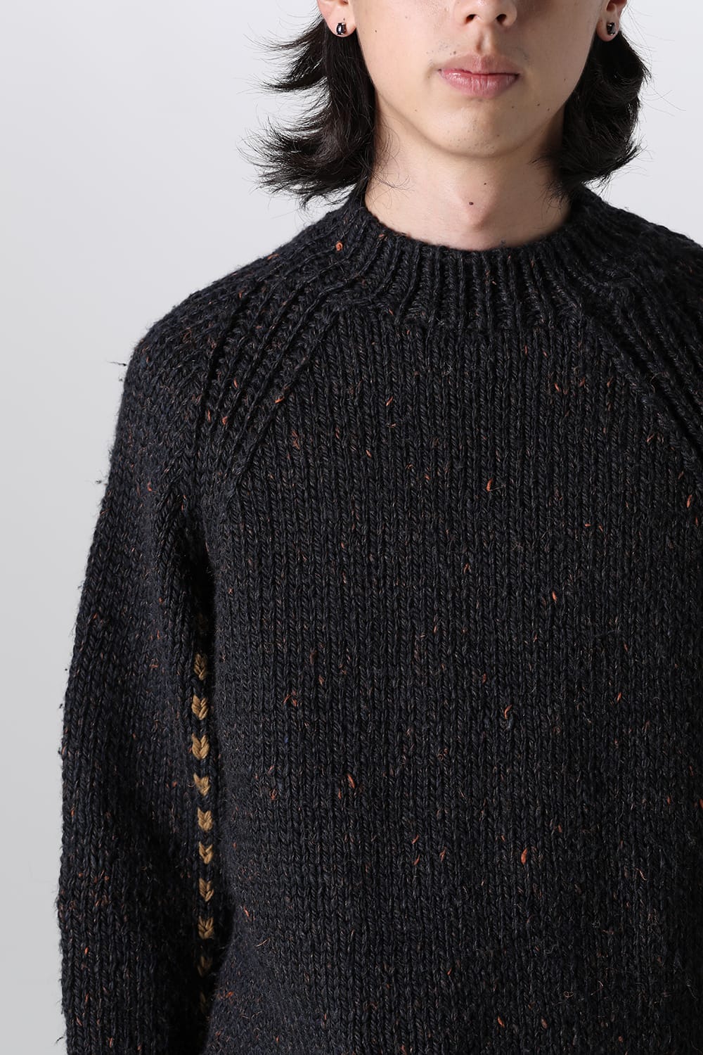 Hand Knit Sweater Orange Navy