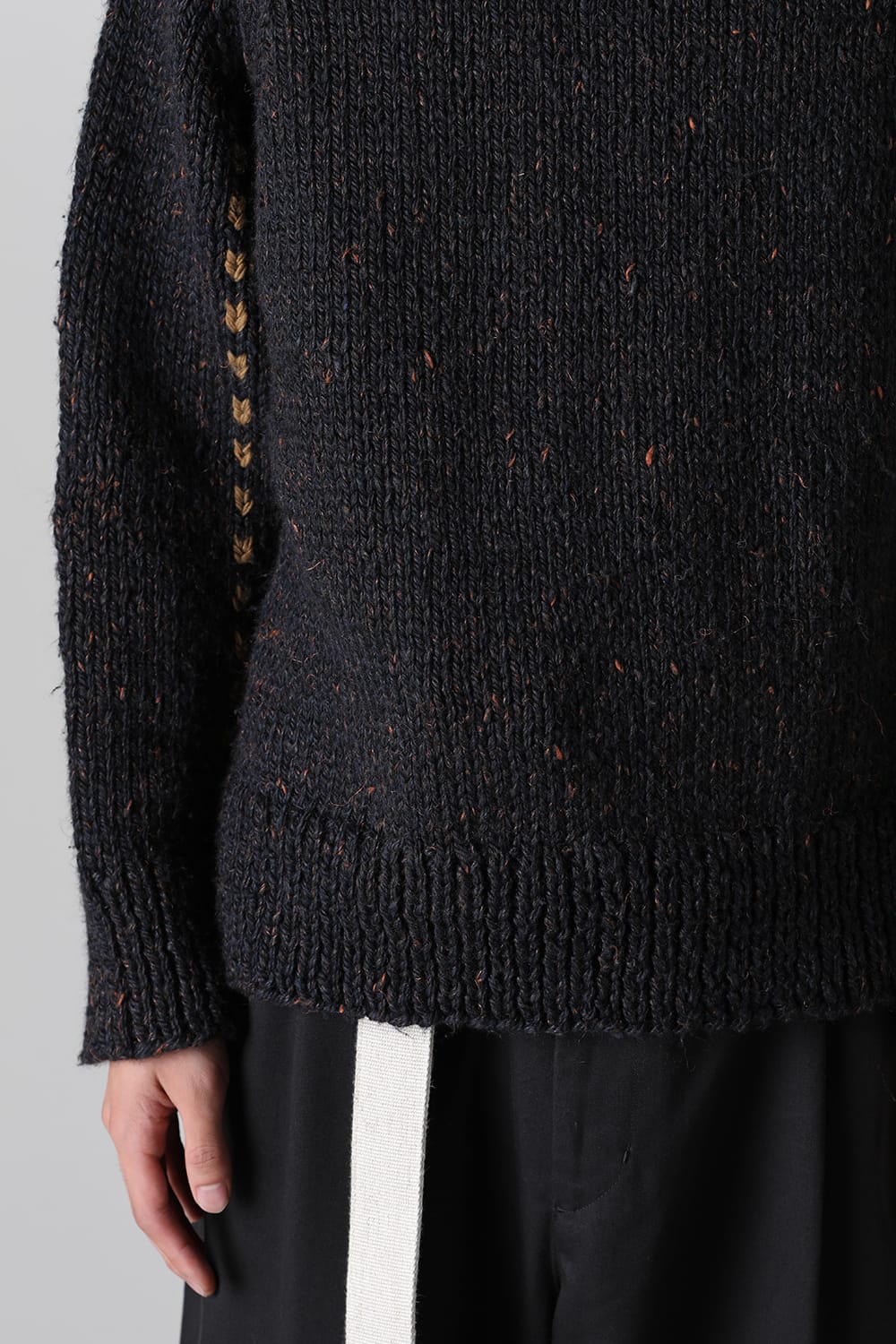 Hand Knit Sweater Orange Navy