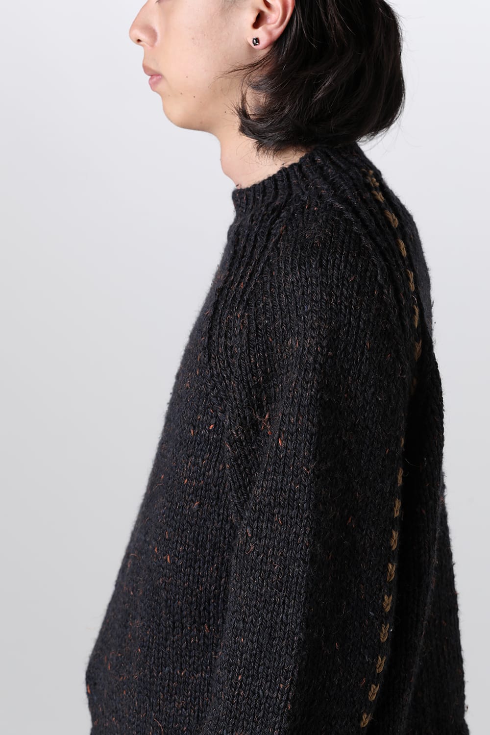 Hand Knit Sweater Orange Navy