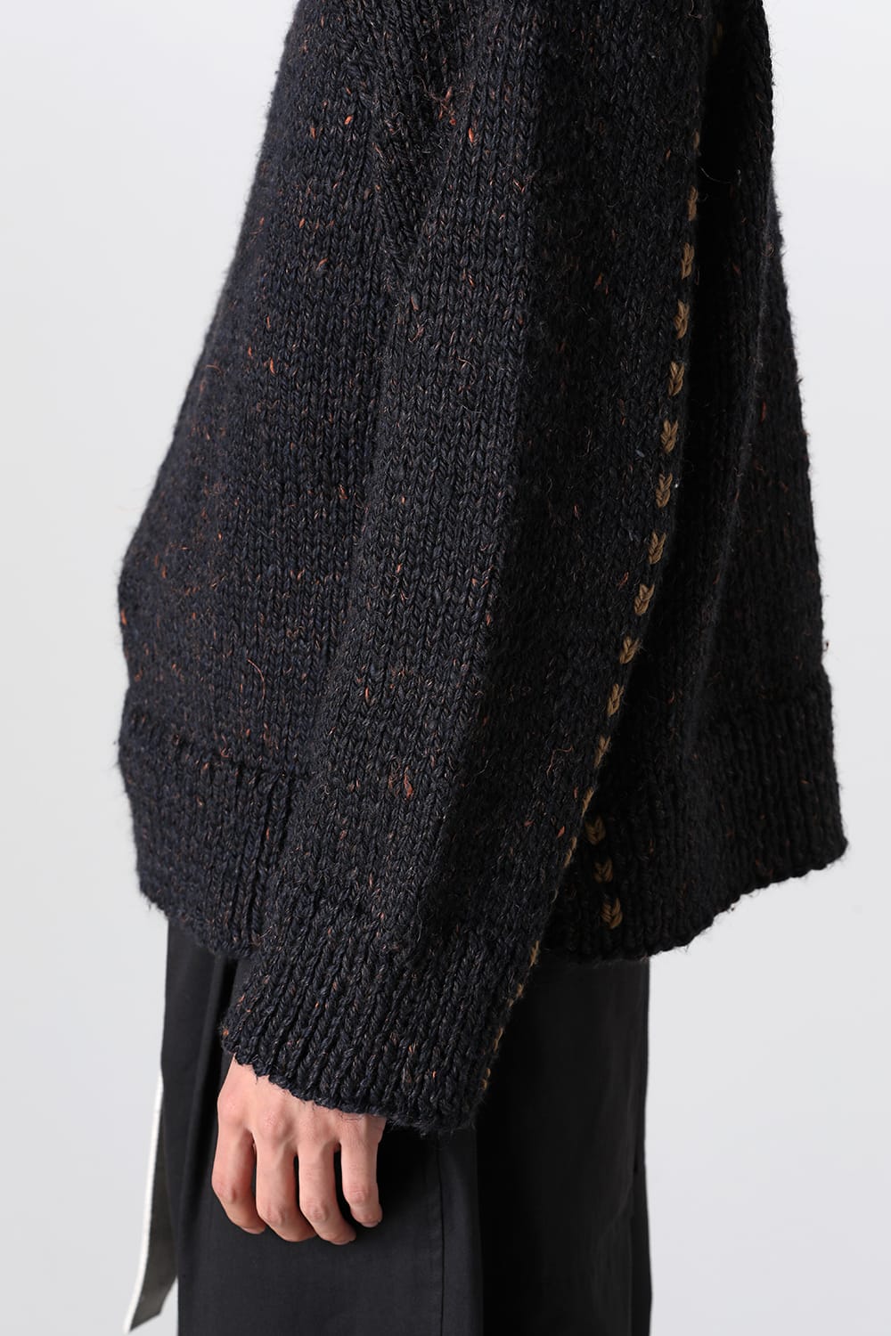 Hand Knit Sweater Orange Navy