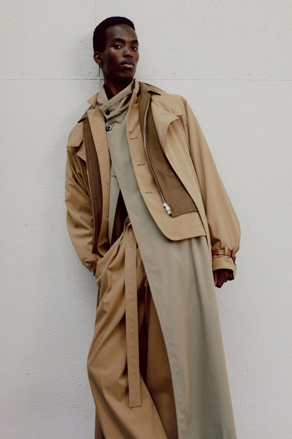 Stand Collar Coat With Leather Strap