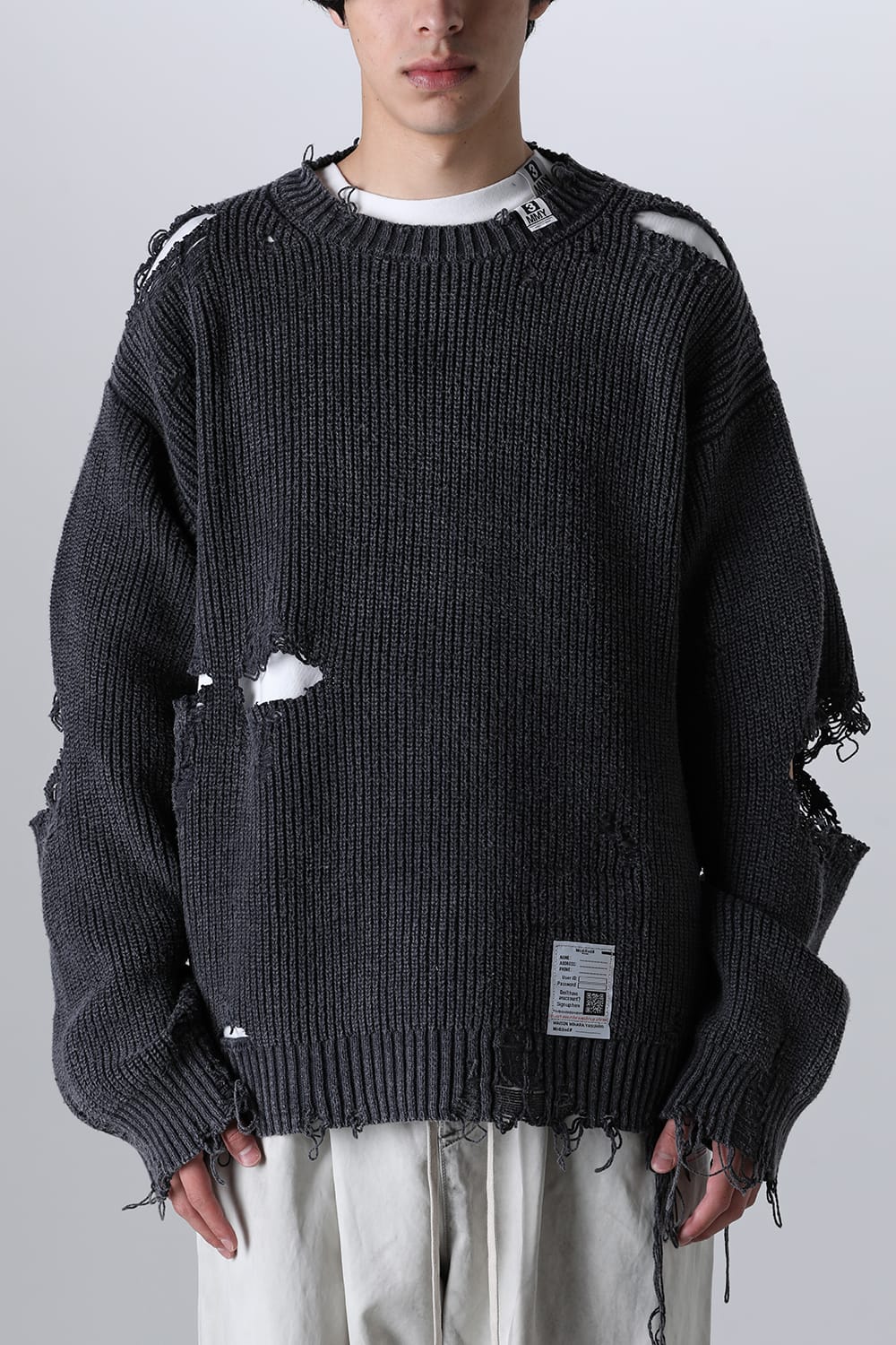 Bleached Knit Pullover Black