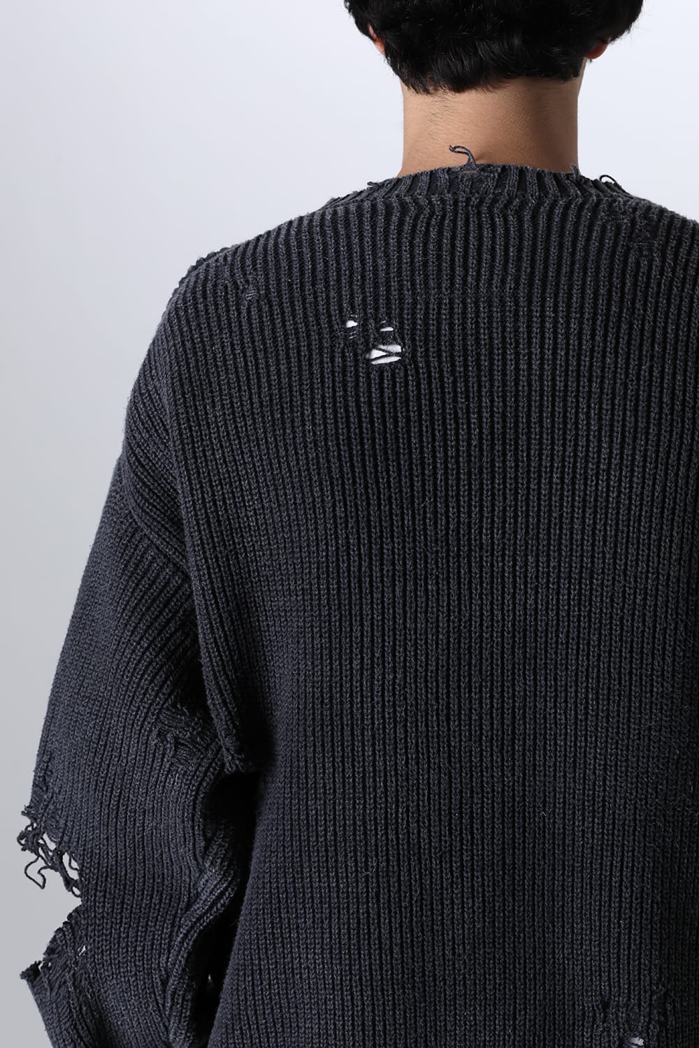 Bleached Knit Pullover Black