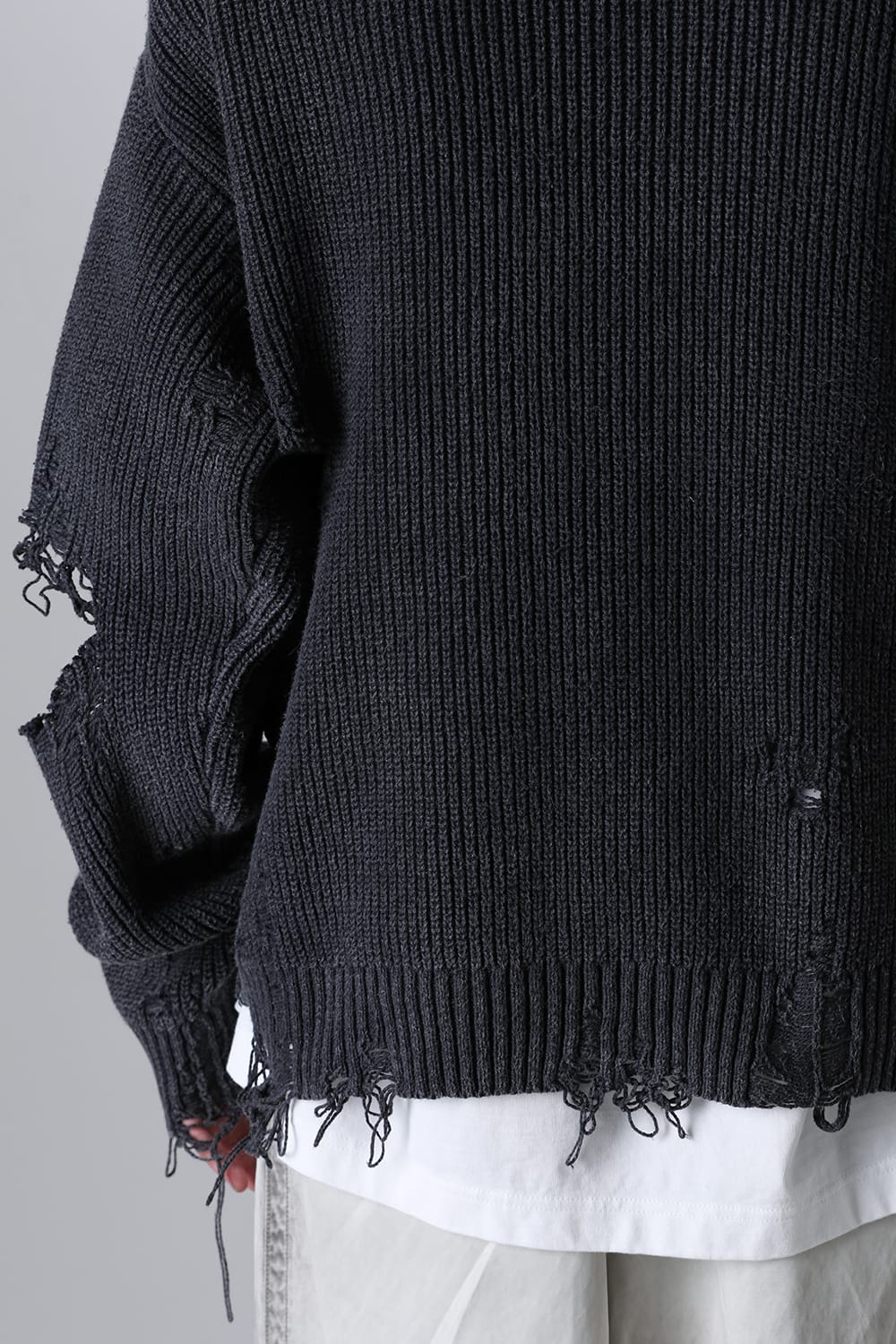 Bleached Knit Pullover Black