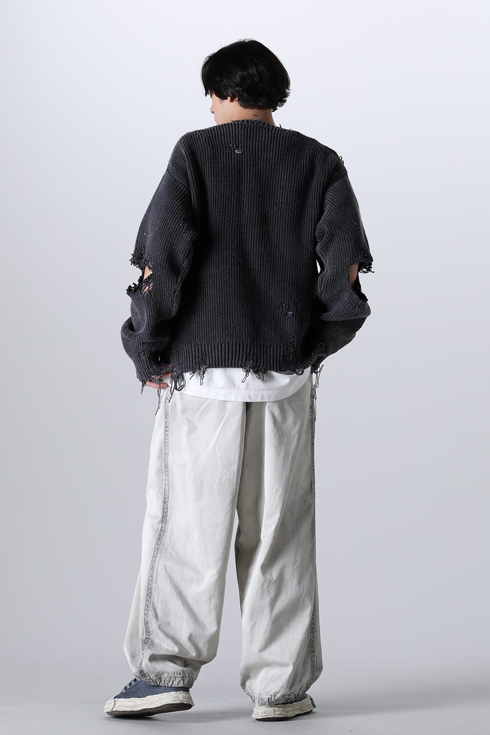 Bleached Knit Pullover Black