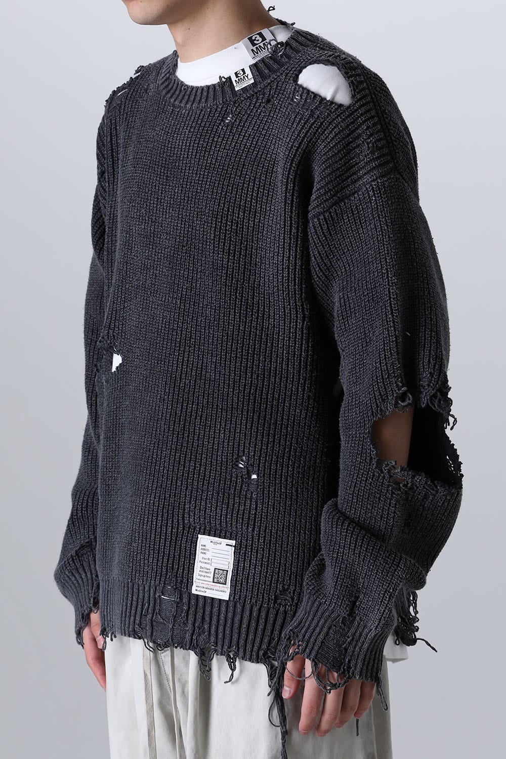 Bleached Knit Pullover Black