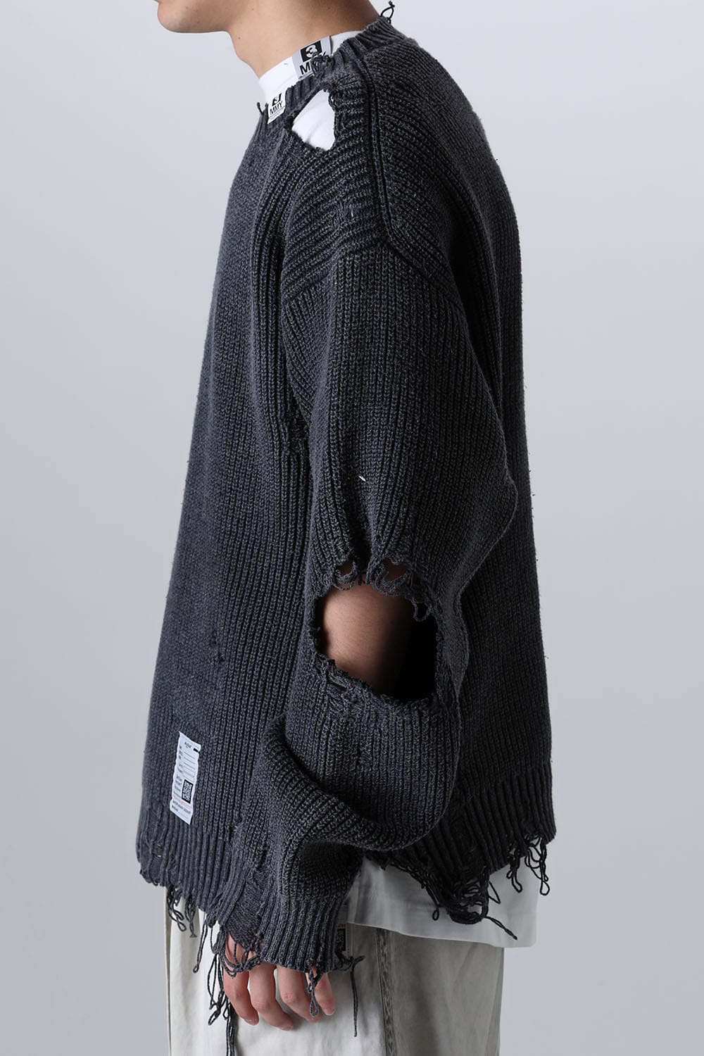 Bleached Knit Pullover Black