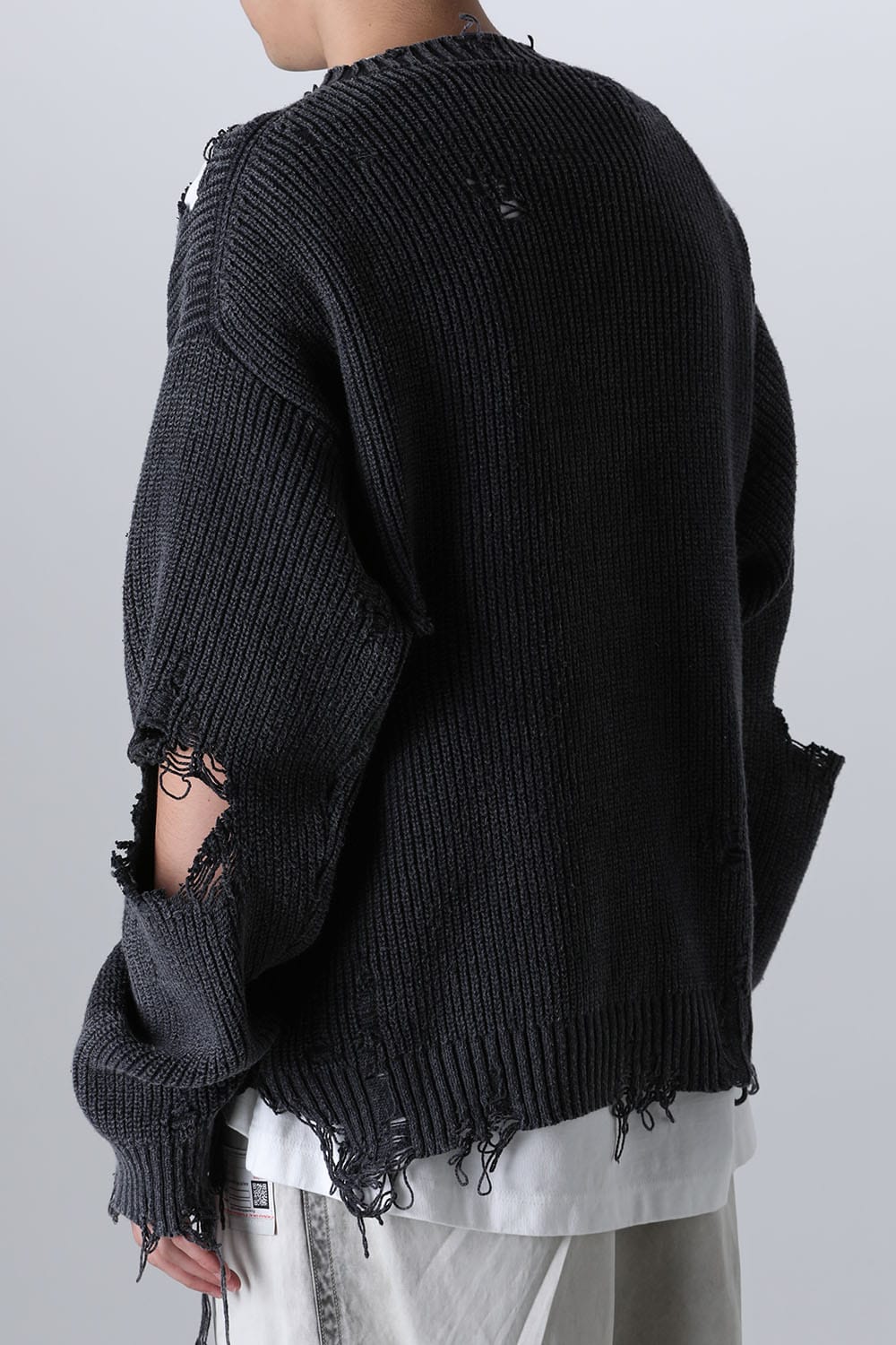 Bleached Knit Pullover Black