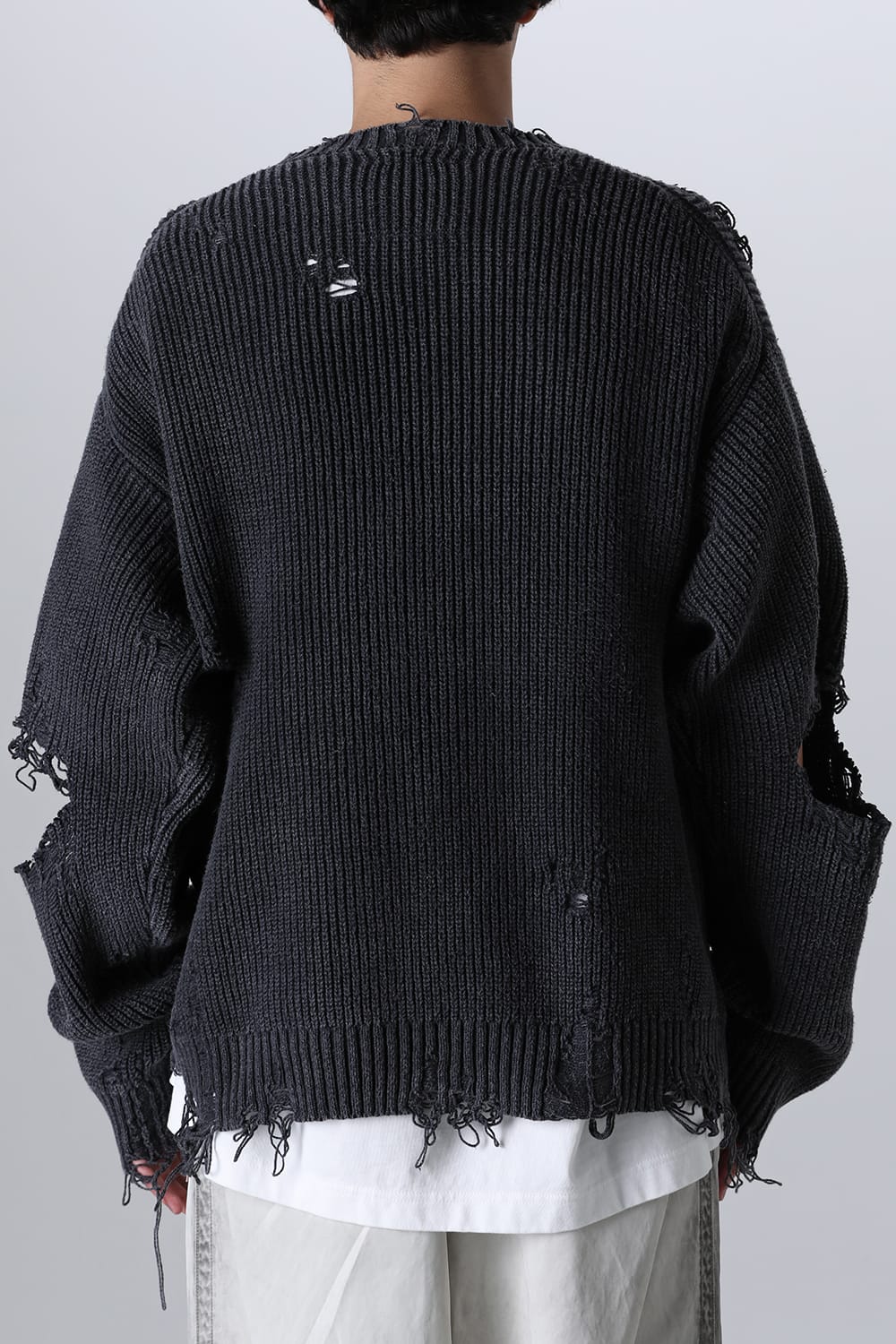 Bleached Knit Pullover Black