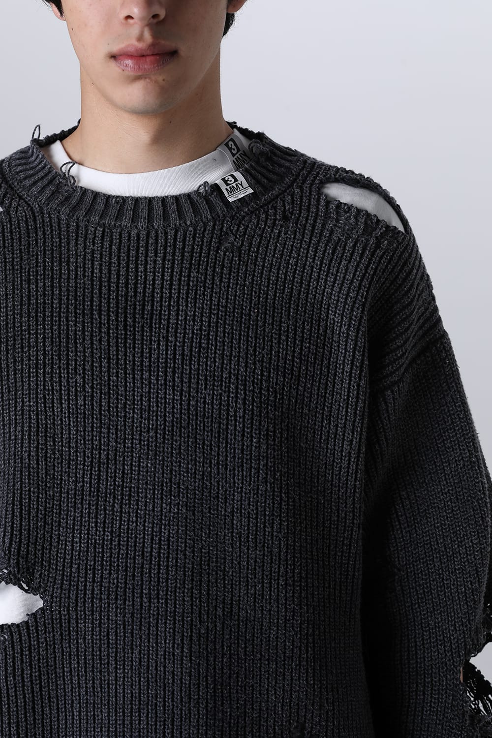 Bleached Knit Pullover Black