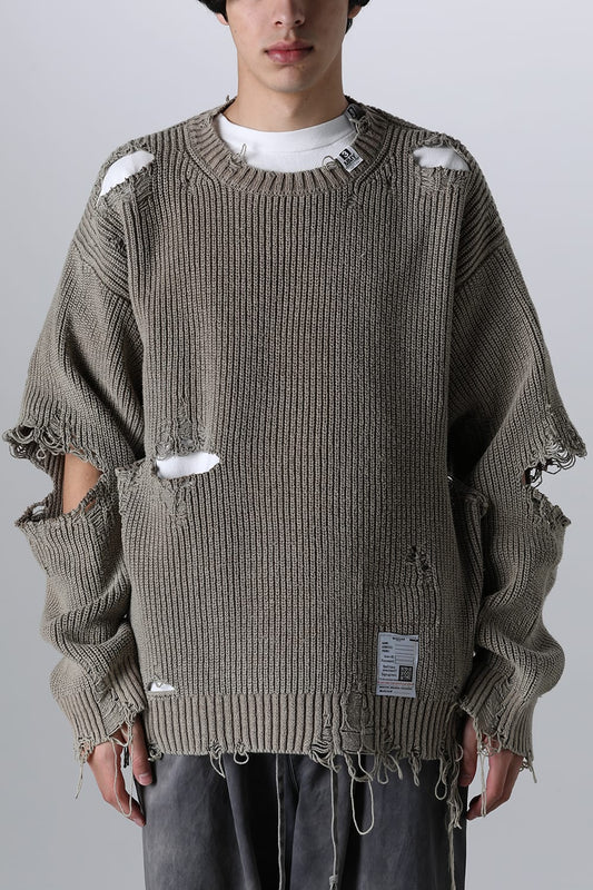 Bleached Knit Pullover Khaki