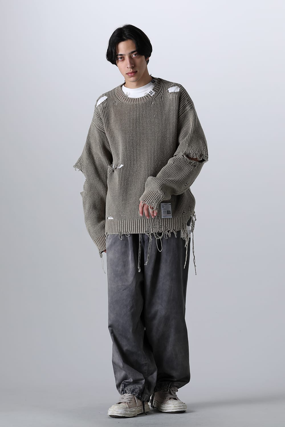 Bleached Knit Pullover Khaki