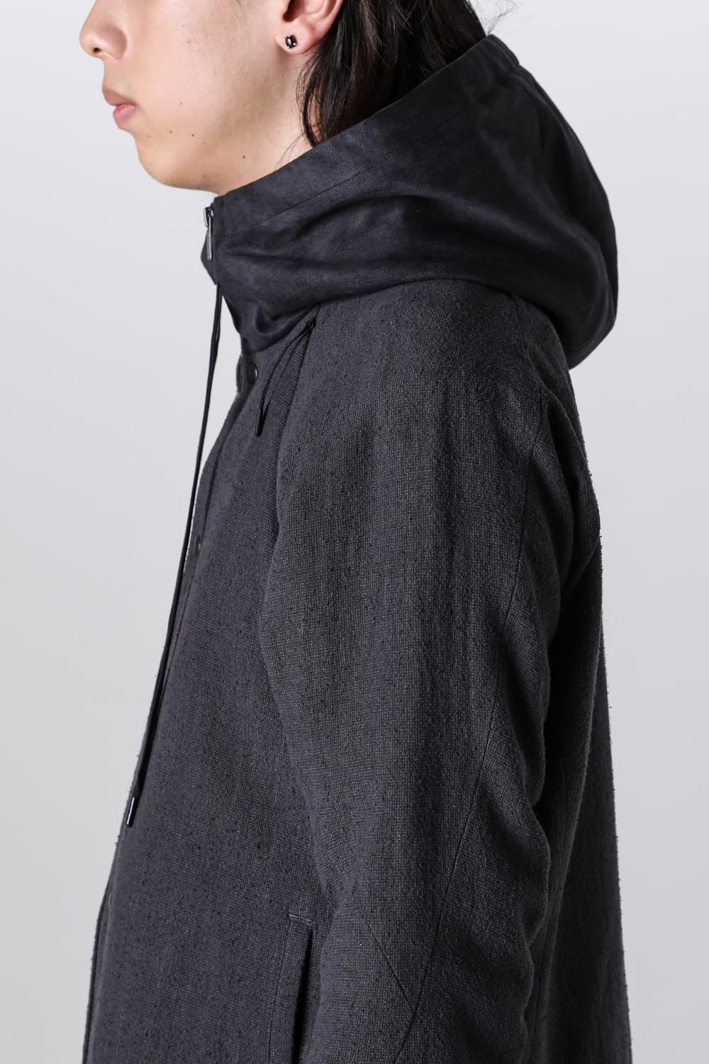 Hooded jacket silk / linen