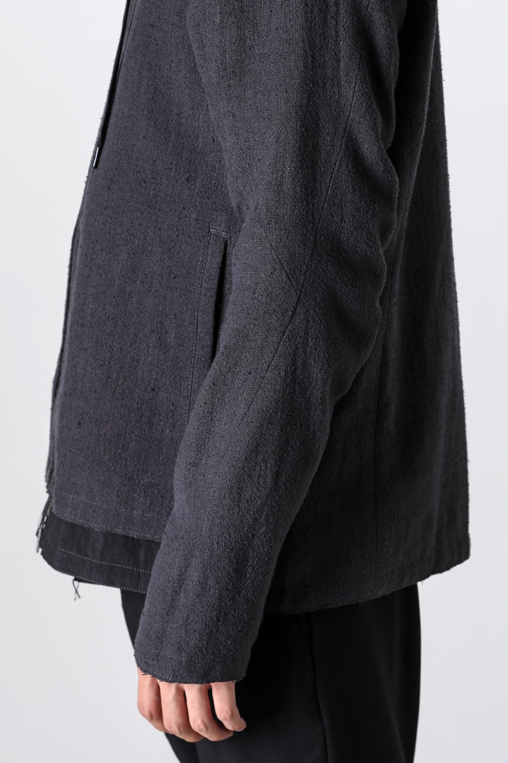Hooded jacket silk / linen