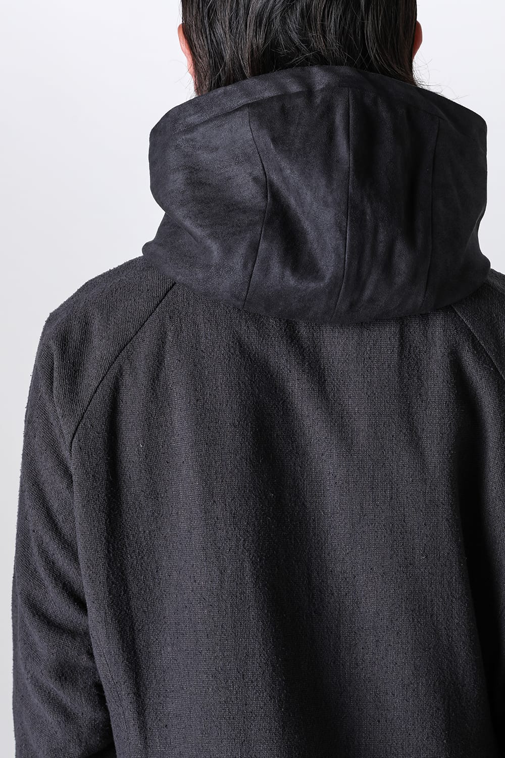 Hooded jacket silk / linen