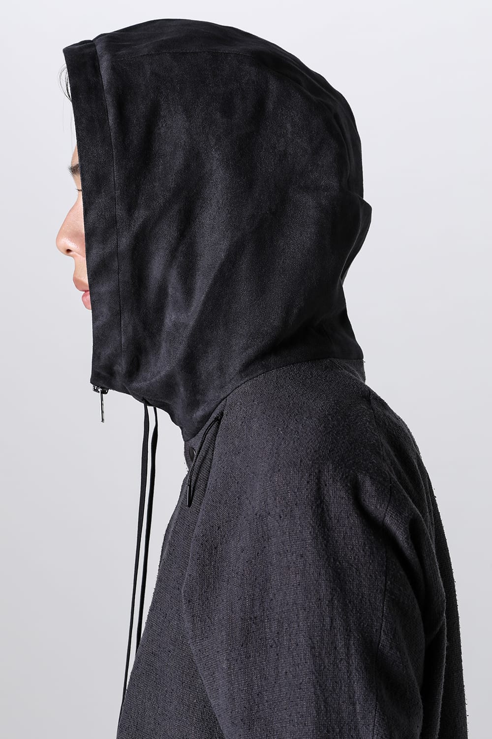 Hooded jacket silk / linen
