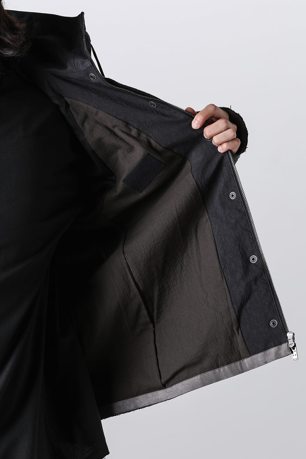 Hooded jacket silk / linen