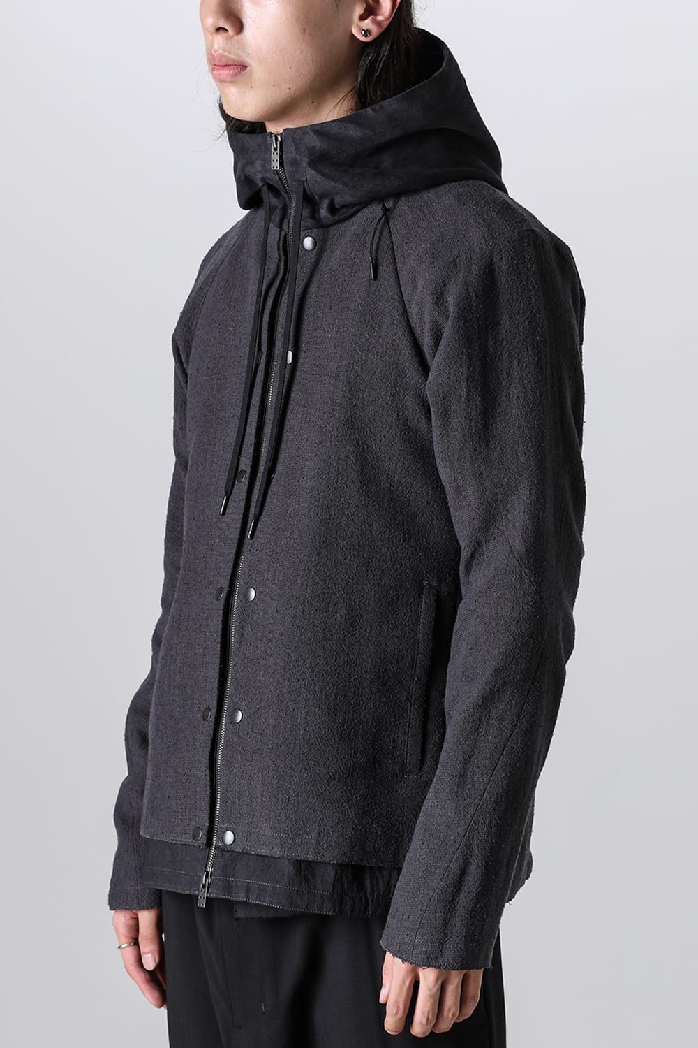 Hooded jacket silk / linen
