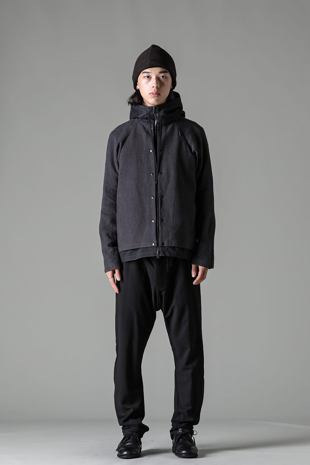 Hooded jacket silk / linen