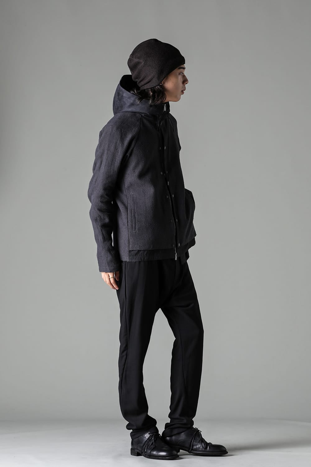 Hooded jacket silk / linen