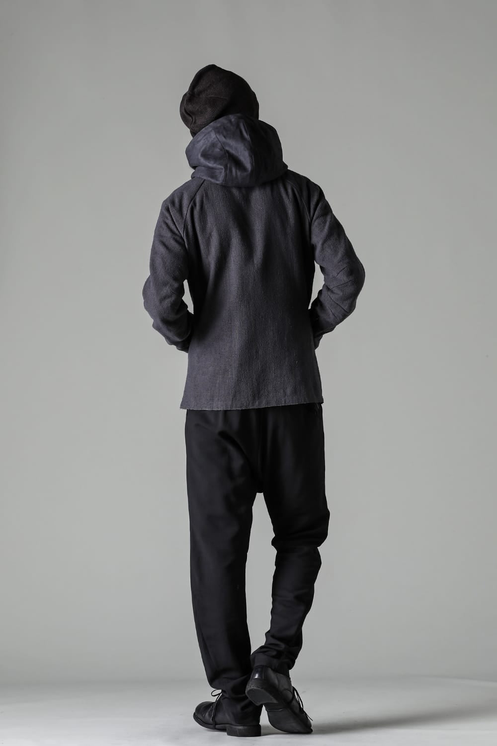 Hooded jacket silk / linen