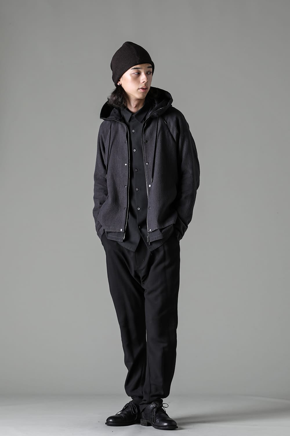 Hooded jacket silk / linen