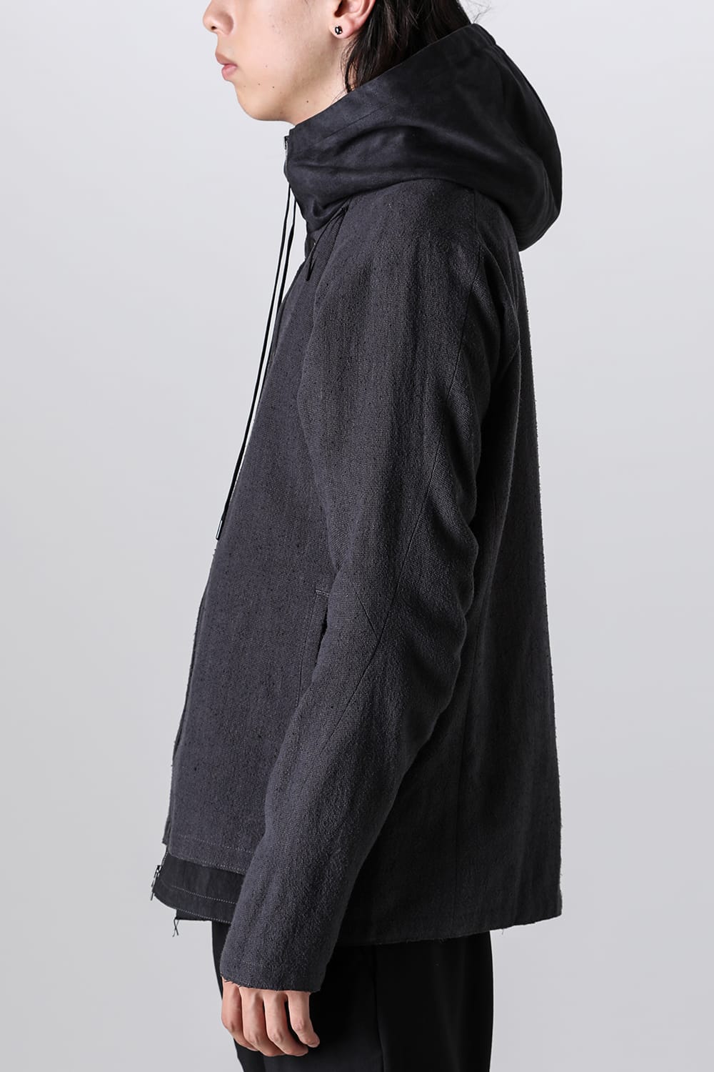 Hooded jacket silk / linen