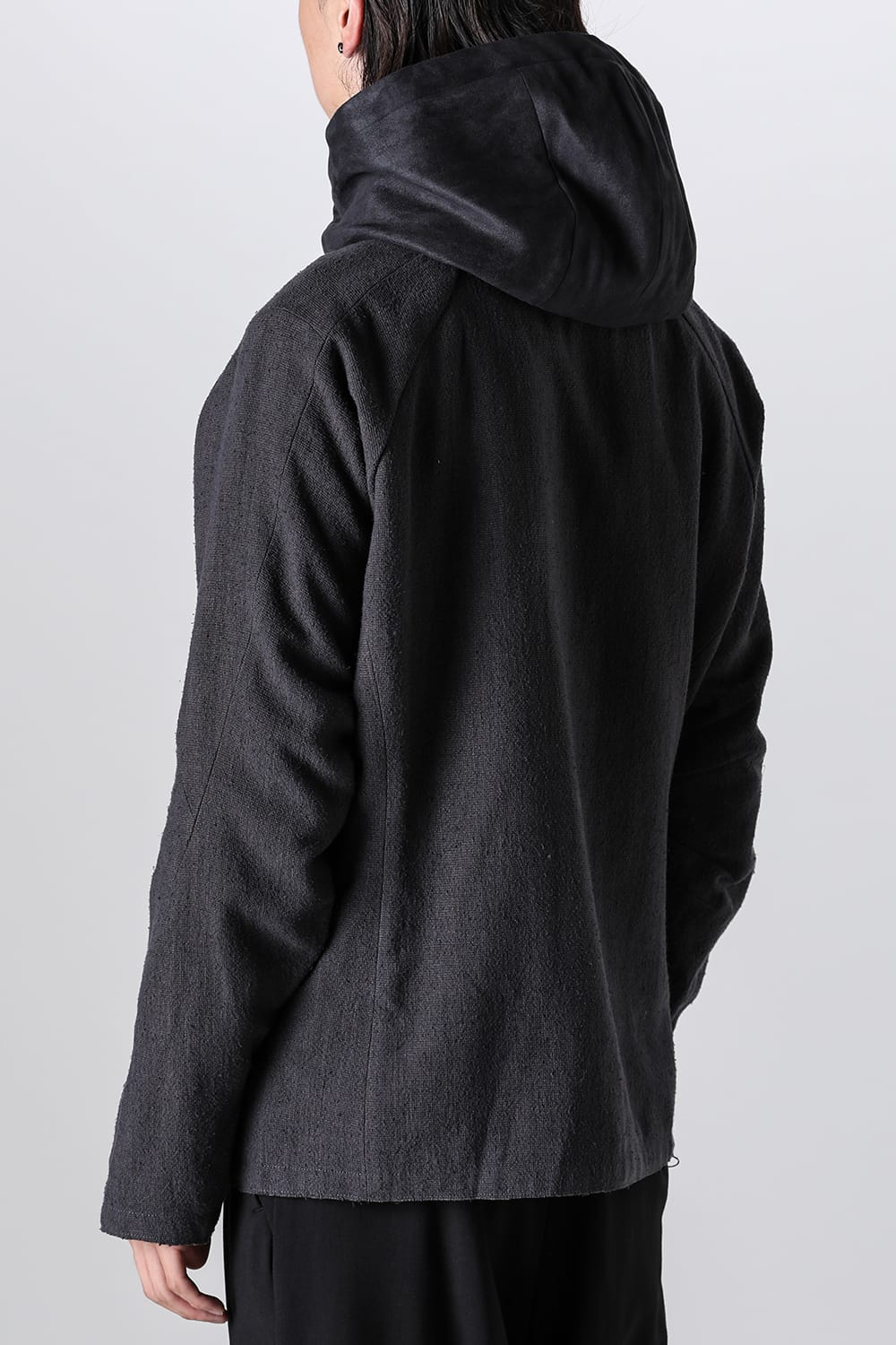 Hooded jacket silk / linen