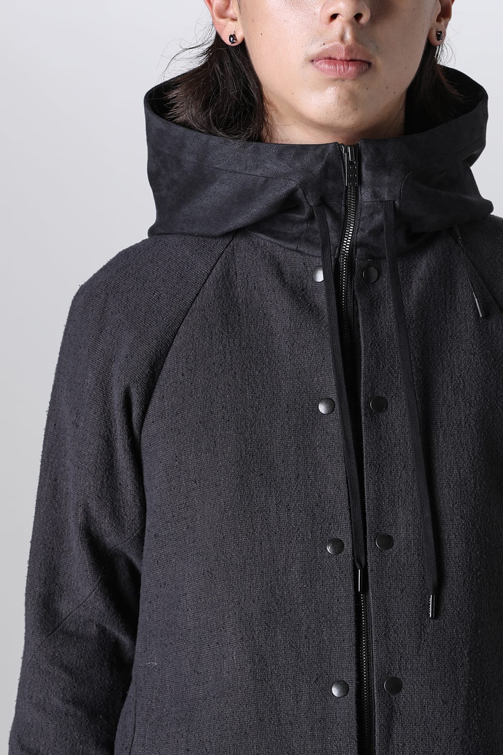 Hooded jacket silk / linen