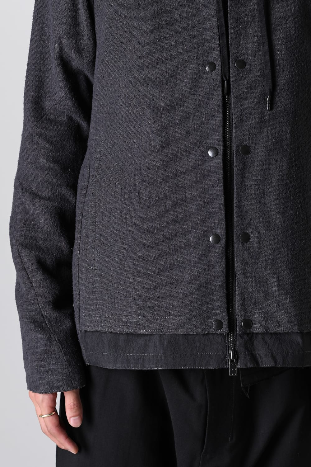 Hooded jacket silk / linen