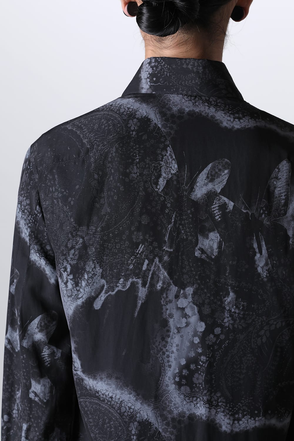 Paisley Print W-Cuffs Shirt Black&Gray