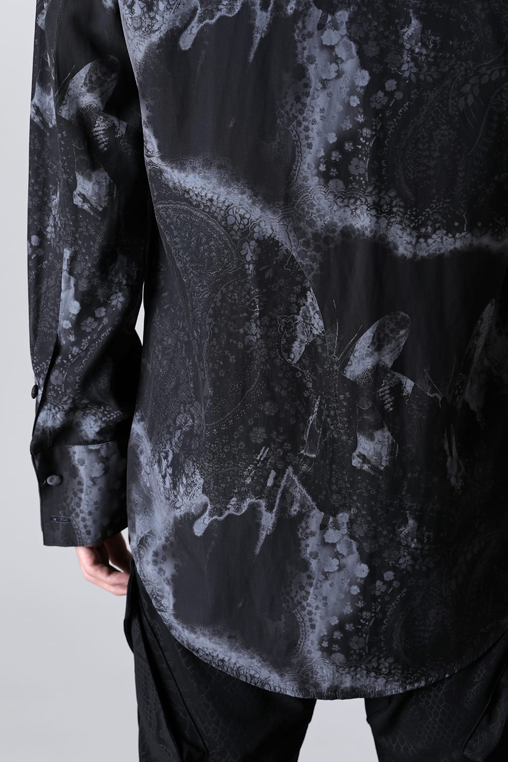 Paisley Print W-Cuffs Shirt Black&Gray