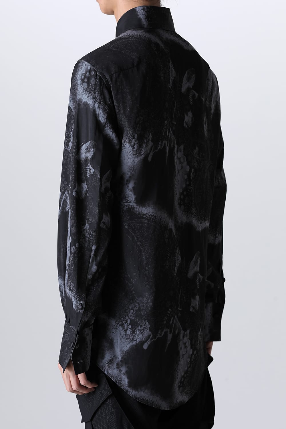 Paisley Print W-Cuffs Shirt Black&Gray