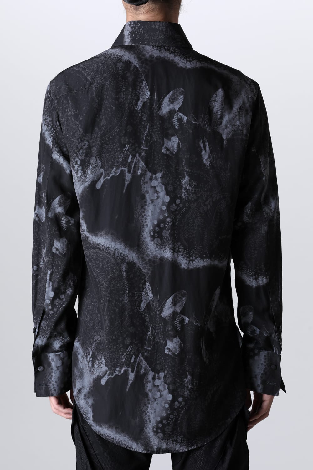 Paisley Print W-Cuffs Shirt Black&Gray