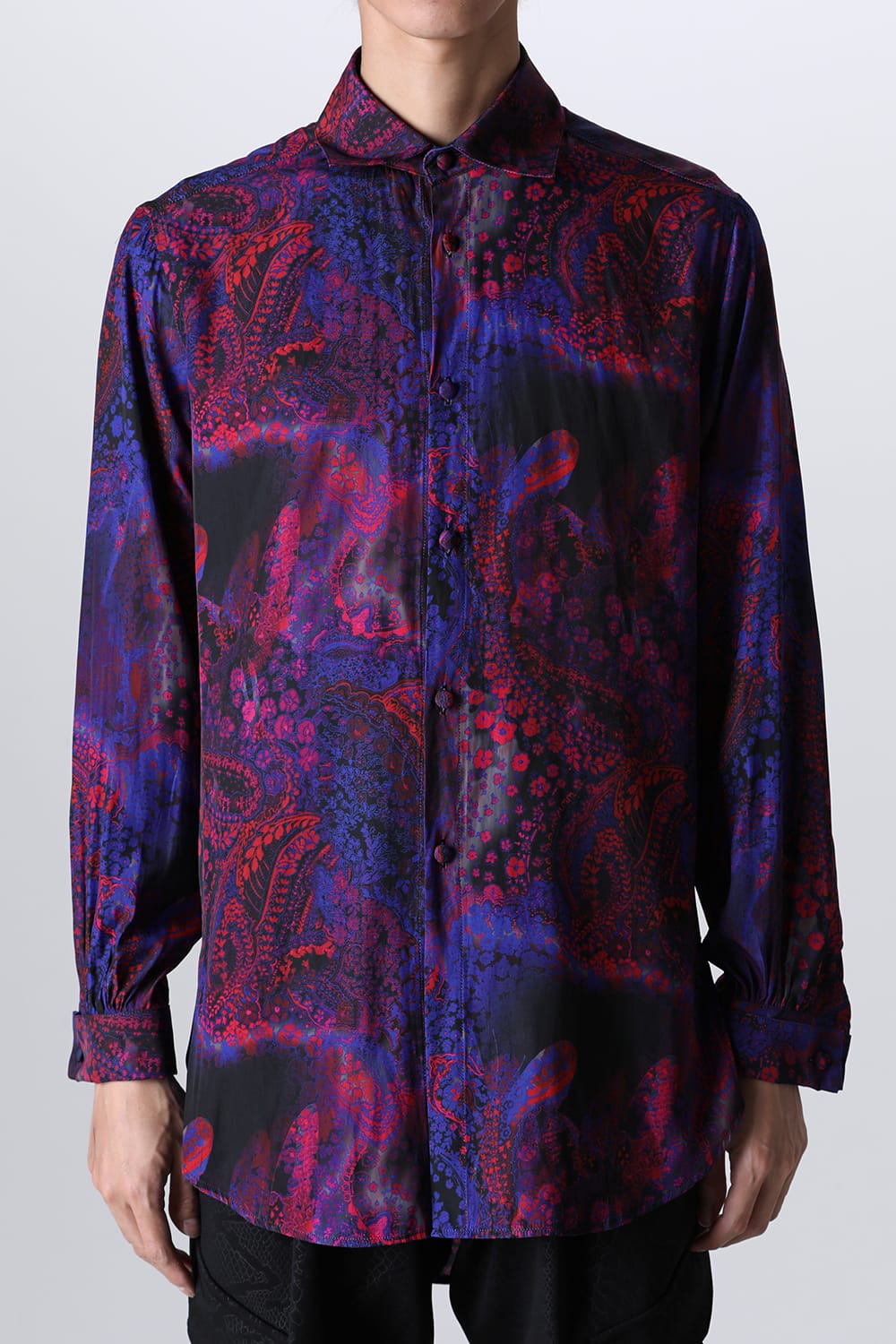 Paisley Print W-Cuffs Shirt Pink&Blue
