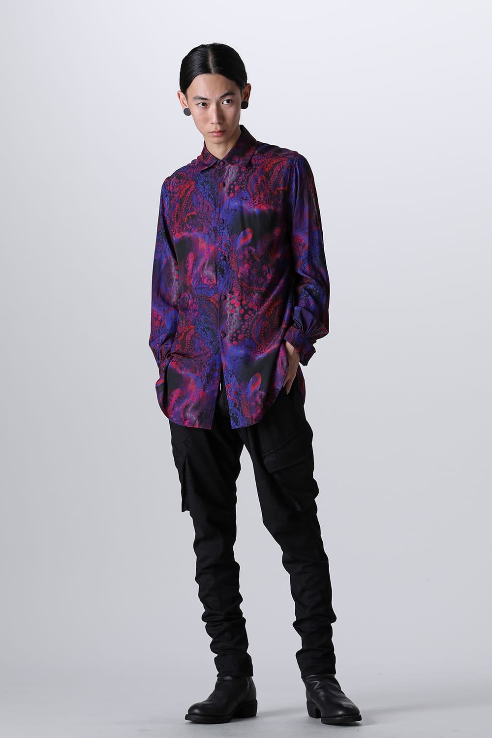 Paisley Print W-Cuffs Shirt Pink&Blue