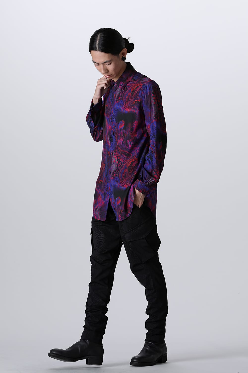 Paisley Print W-Cuffs Shirt Pink&Blue