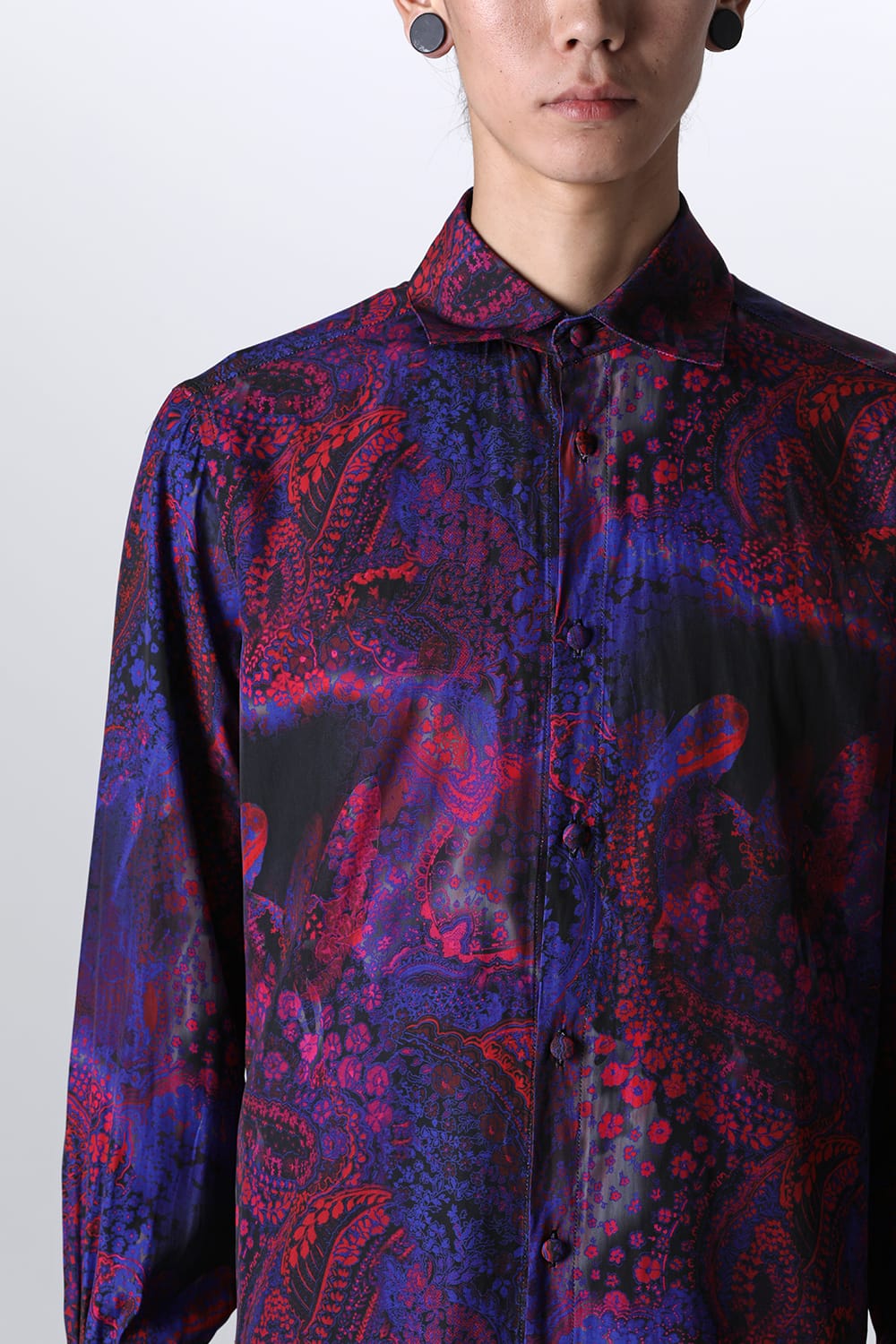 Paisley Print W-Cuffs Shirt Pink&Blue